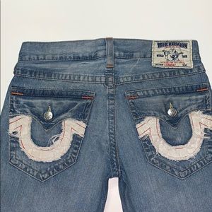 Men’s White/Red Stitched True Religion Jeans